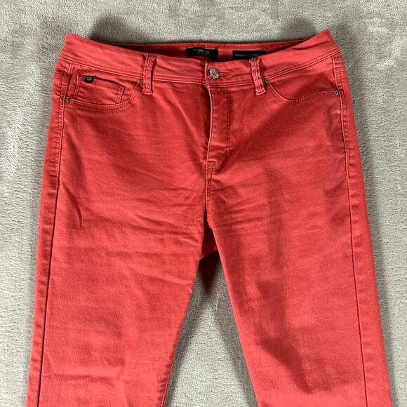 Curve Appeal Pants Women 10 Red Minimalist Jegging Chino Denim Flat Front Skinny - Picture 2 of 10